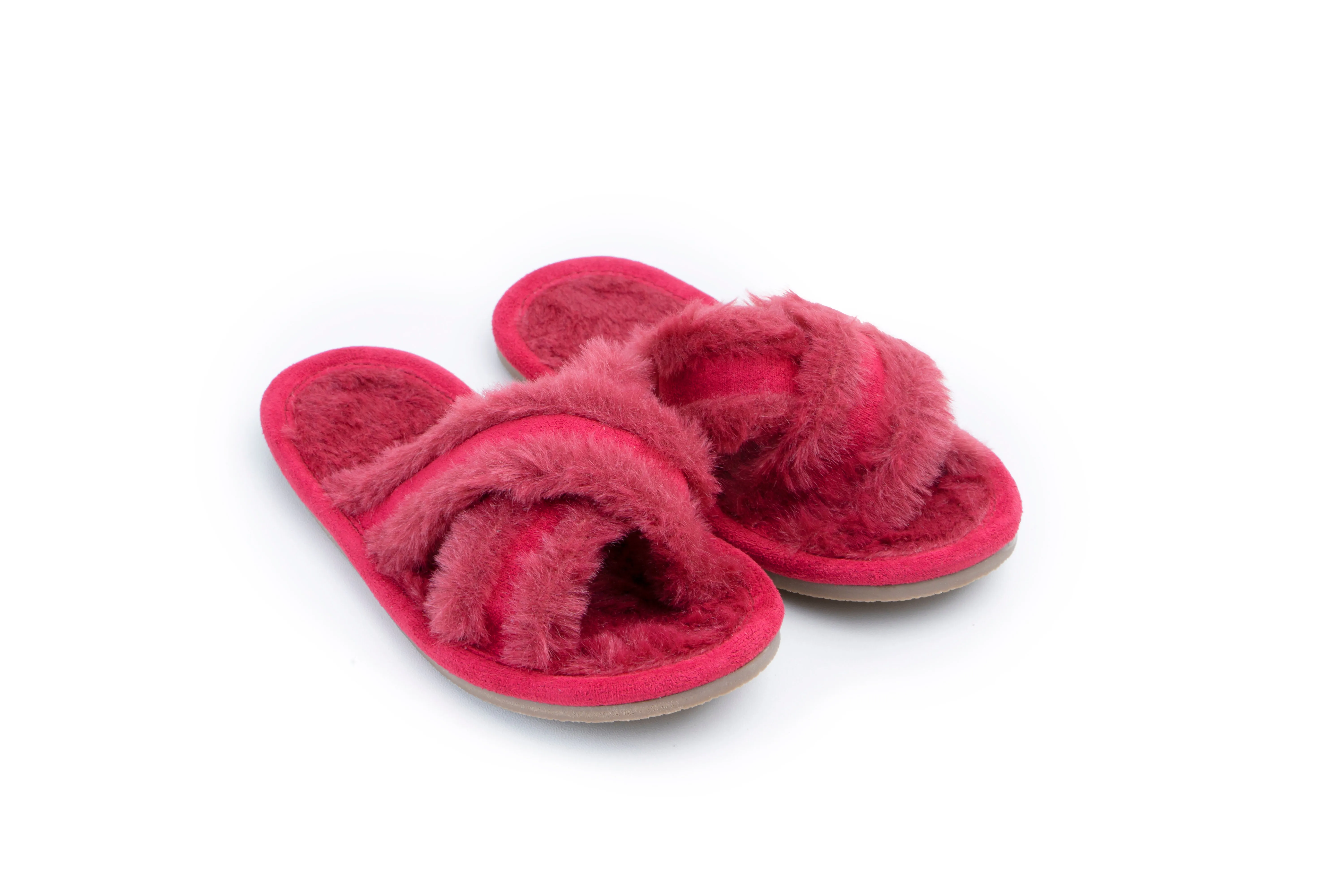 Plush Criss-Cross Slipper - Hard Sole