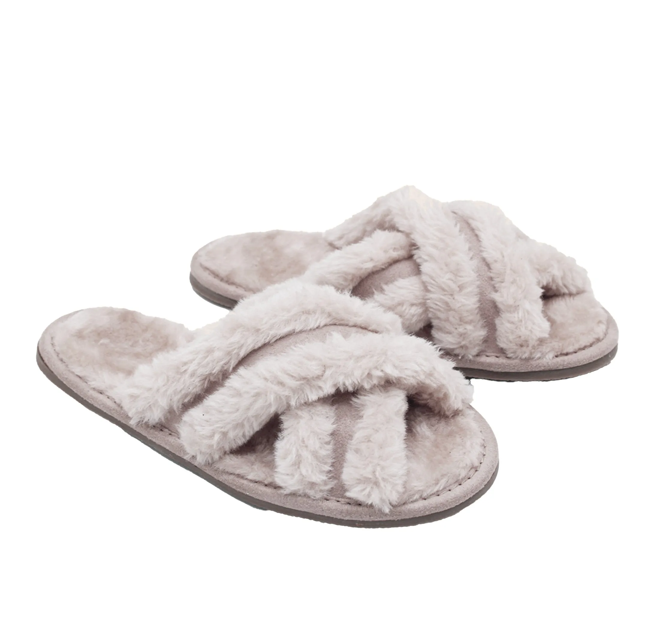 Plush Criss-Cross Slipper - Hard Sole