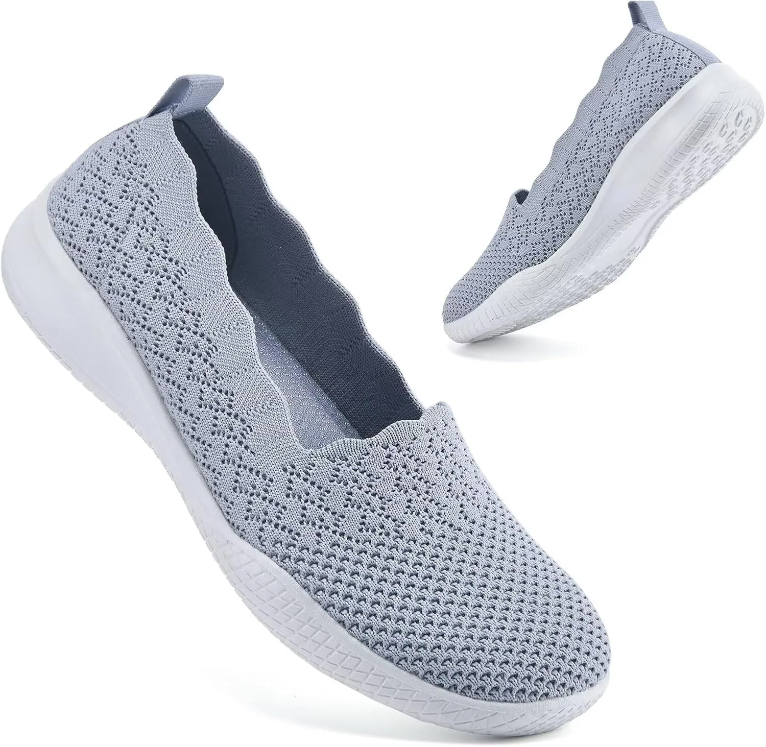 poemlady Women's Walking Shoes - Mesh Slip on Sneaker Knit Round Toe Casual Memory Foam Low Wedge Nurse Shoes for Work