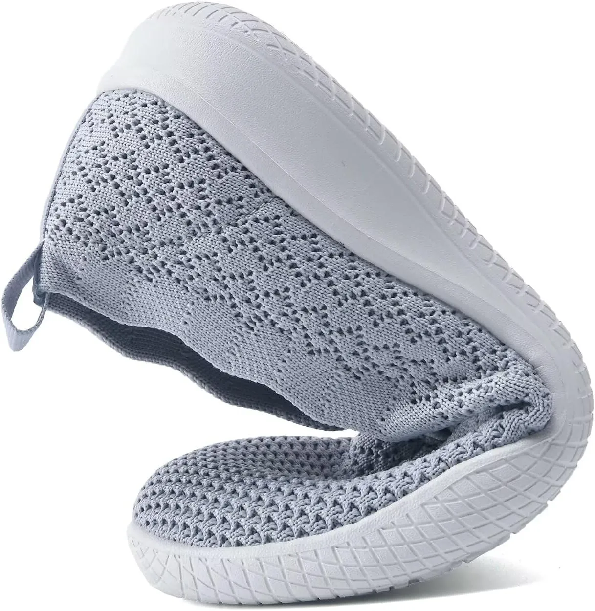 poemlady Women's Walking Shoes - Mesh Slip on Sneaker Knit Round Toe Casual Memory Foam Low Wedge Nurse Shoes for Work