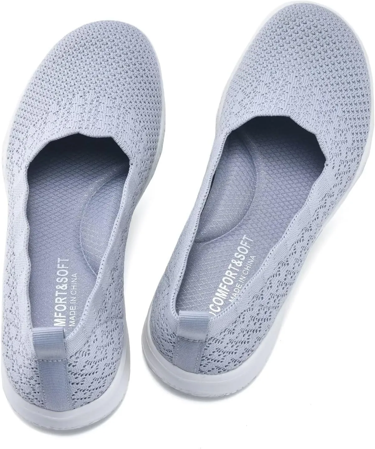 poemlady Women's Walking Shoes - Mesh Slip on Sneaker Knit Round Toe Casual Memory Foam Low Wedge Nurse Shoes for Work