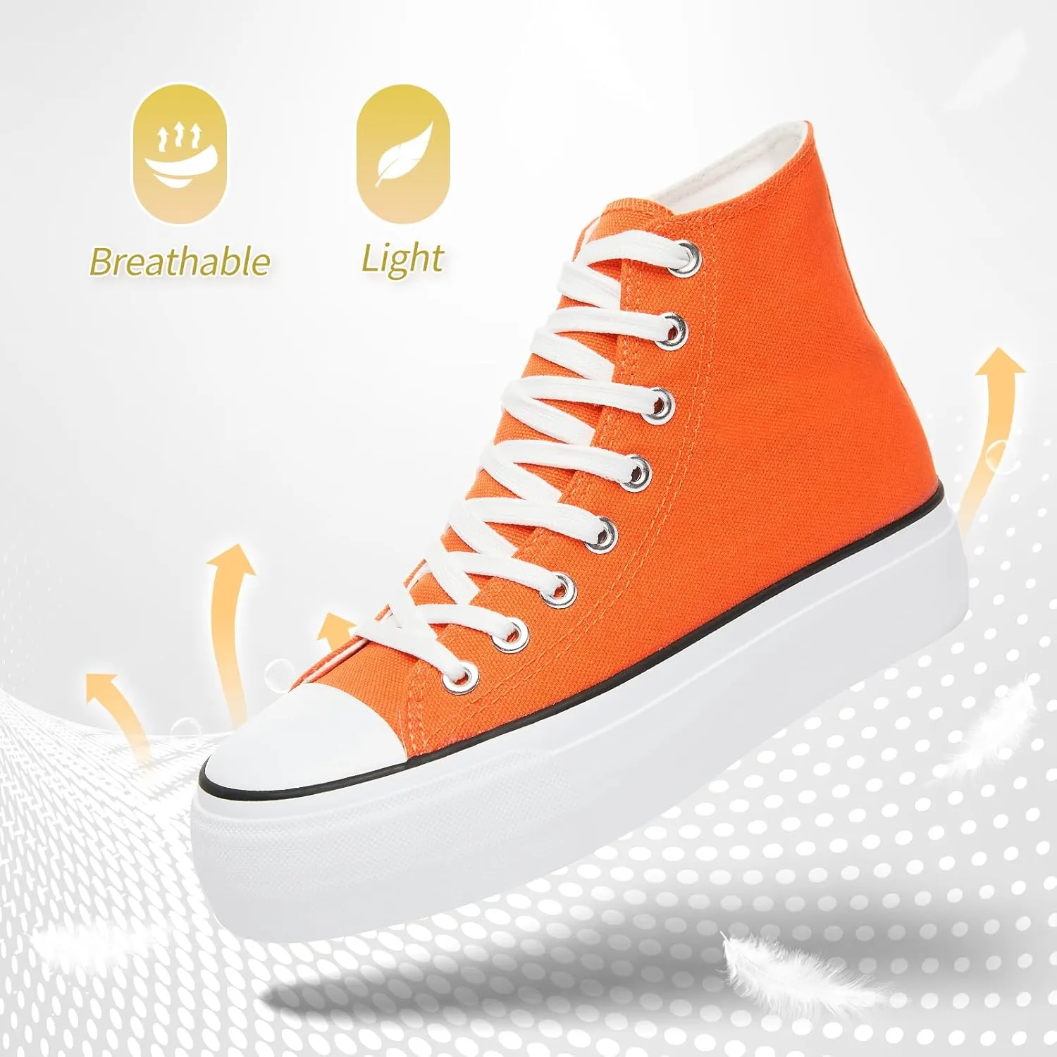 POVOGER Platform Sneakers for Women Fashion High Top Canvas Shoes White Womens Platform Shoes Casual Lace Up Mid Top Shoes