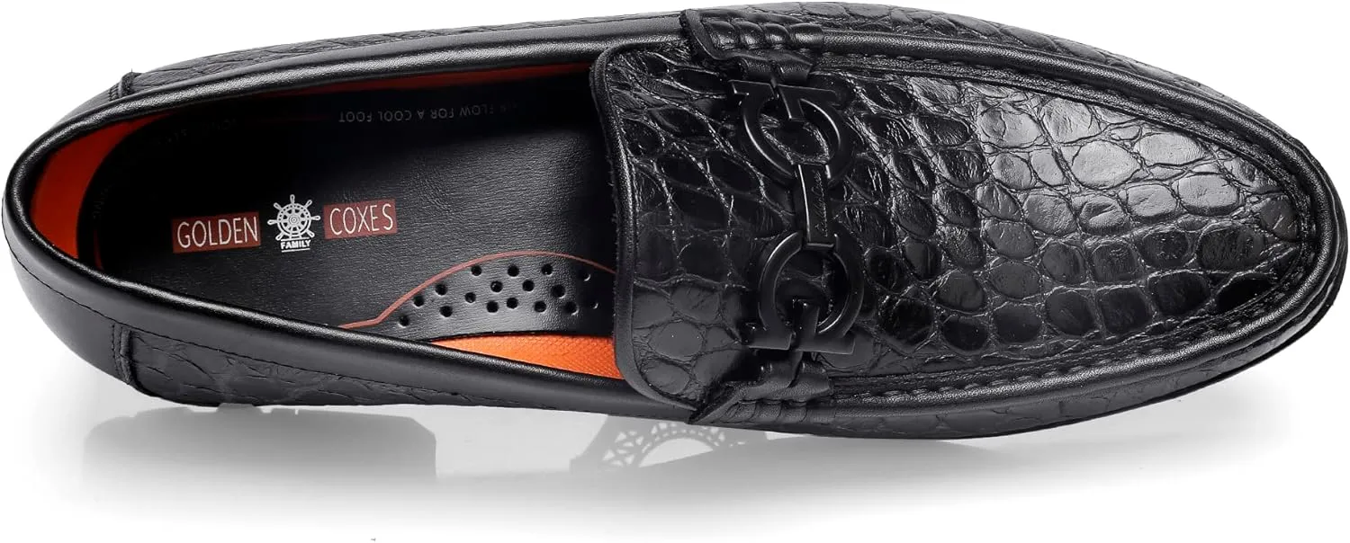 Premium Dress Shoes for Men, Classic Alligator Printed Business Leather Dress Slip on Loafer Shoes for Mens