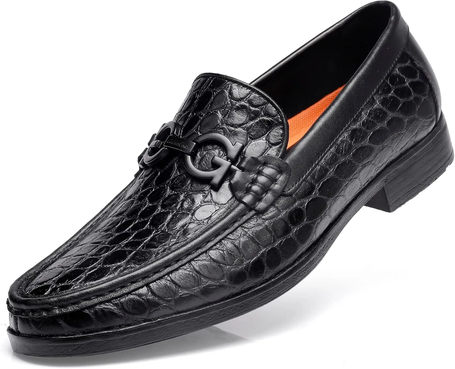 Premium Dress Shoes for Men, Classic Alligator Printed Business Leather Dress Slip on Loafer Shoes for Mens