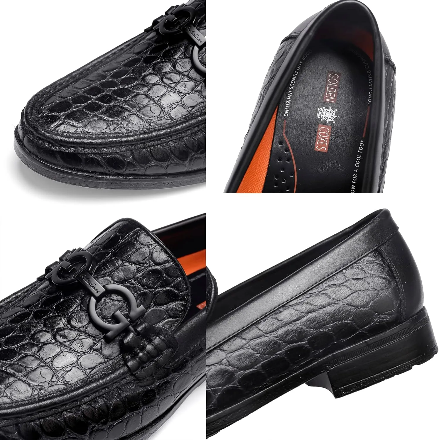 Premium Dress Shoes for Men, Classic Alligator Printed Business Leather Dress Slip on Loafer Shoes for Mens