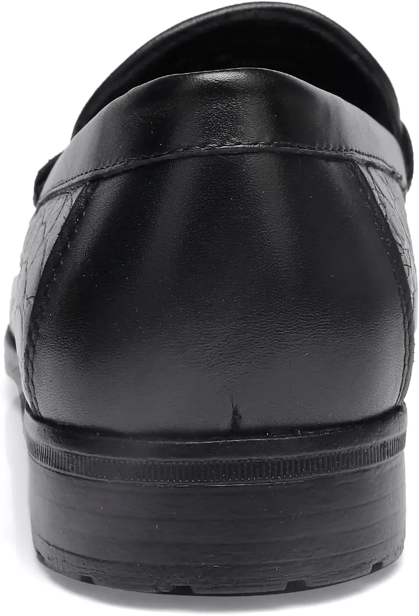 Premium Dress Shoes for Men, Classic Alligator Printed Business Leather Dress Slip on Loafer Shoes for Mens