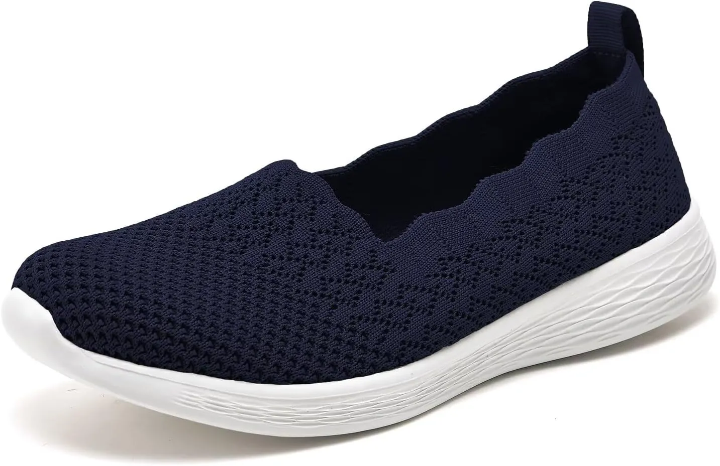 Puxowe Women's Slip on Walking Loafer Shoes-Lightweight Flat Shoes for Women Low-Top Round Toe Knit Memory Foam Sneaker