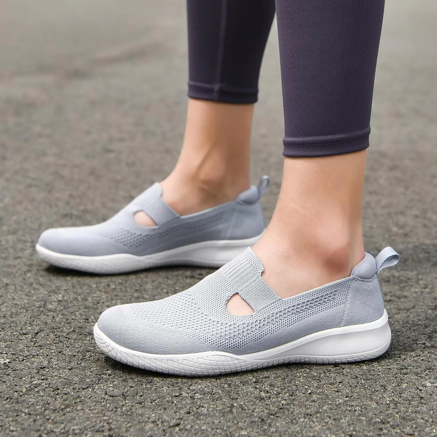 Puxowe Women's Slip on Walking Shoes-Lightweight Knit Loafer Sneaker