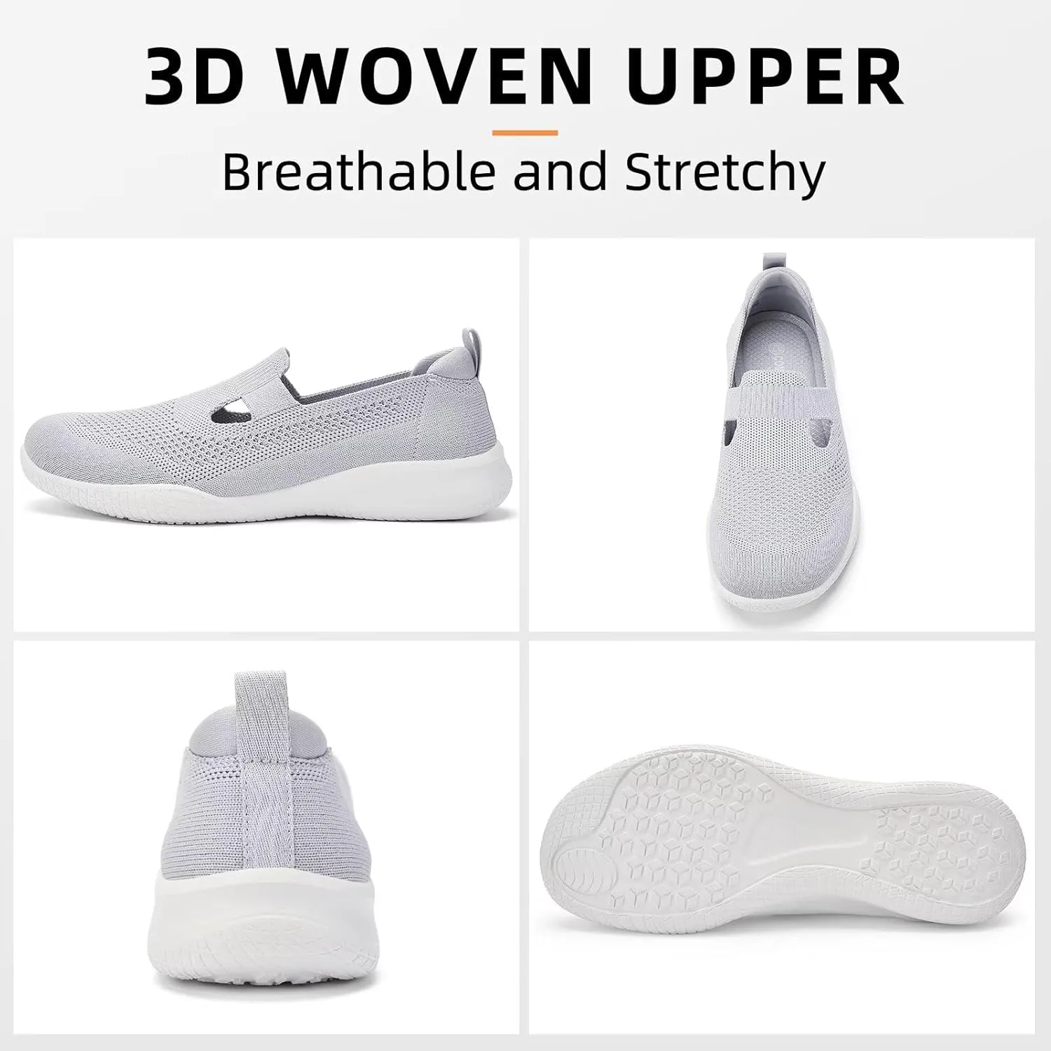 Puxowe Women's Slip on Walking Shoes-Lightweight Knit Loafer Sneaker