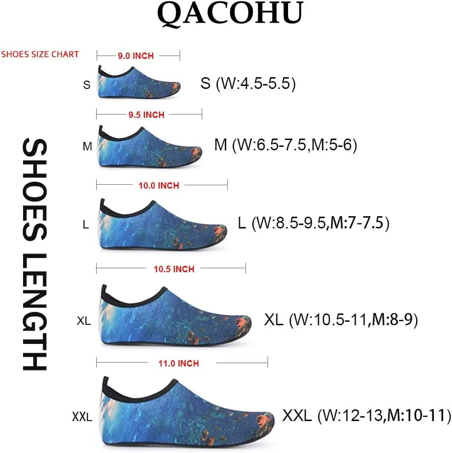 QACOHU Womens Mens Water Shoes Barefoot Skin Shoes Quick-Dry Water Shoe for Dive Surf Swim Beach Yoga