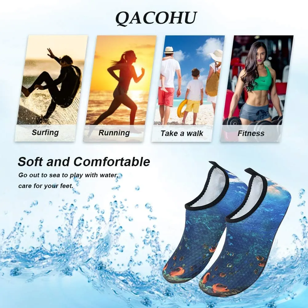 QACOHU Womens Mens Water Shoes Barefoot Skin Shoes Quick-Dry Water Shoe for Dive Surf Swim Beach Yoga
