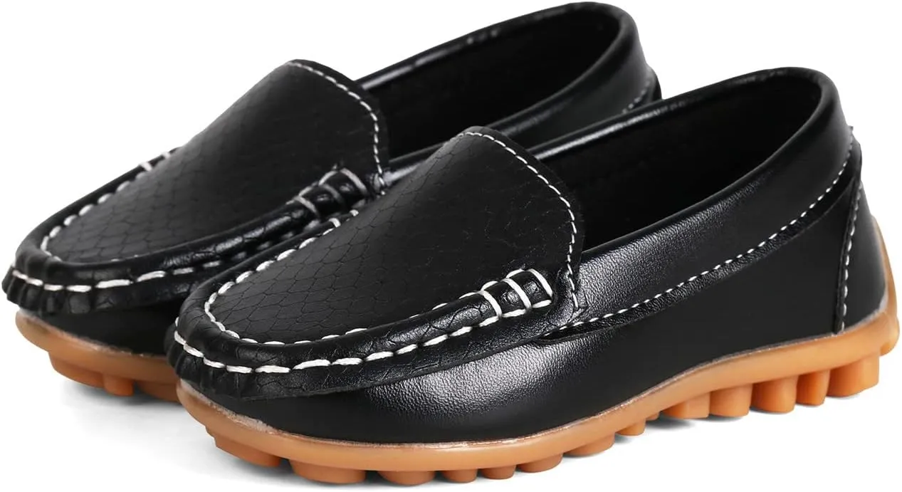 QIETION Toddler Little Kid Boys Girls Soft Slip On Loafers Dress Flat Shoes