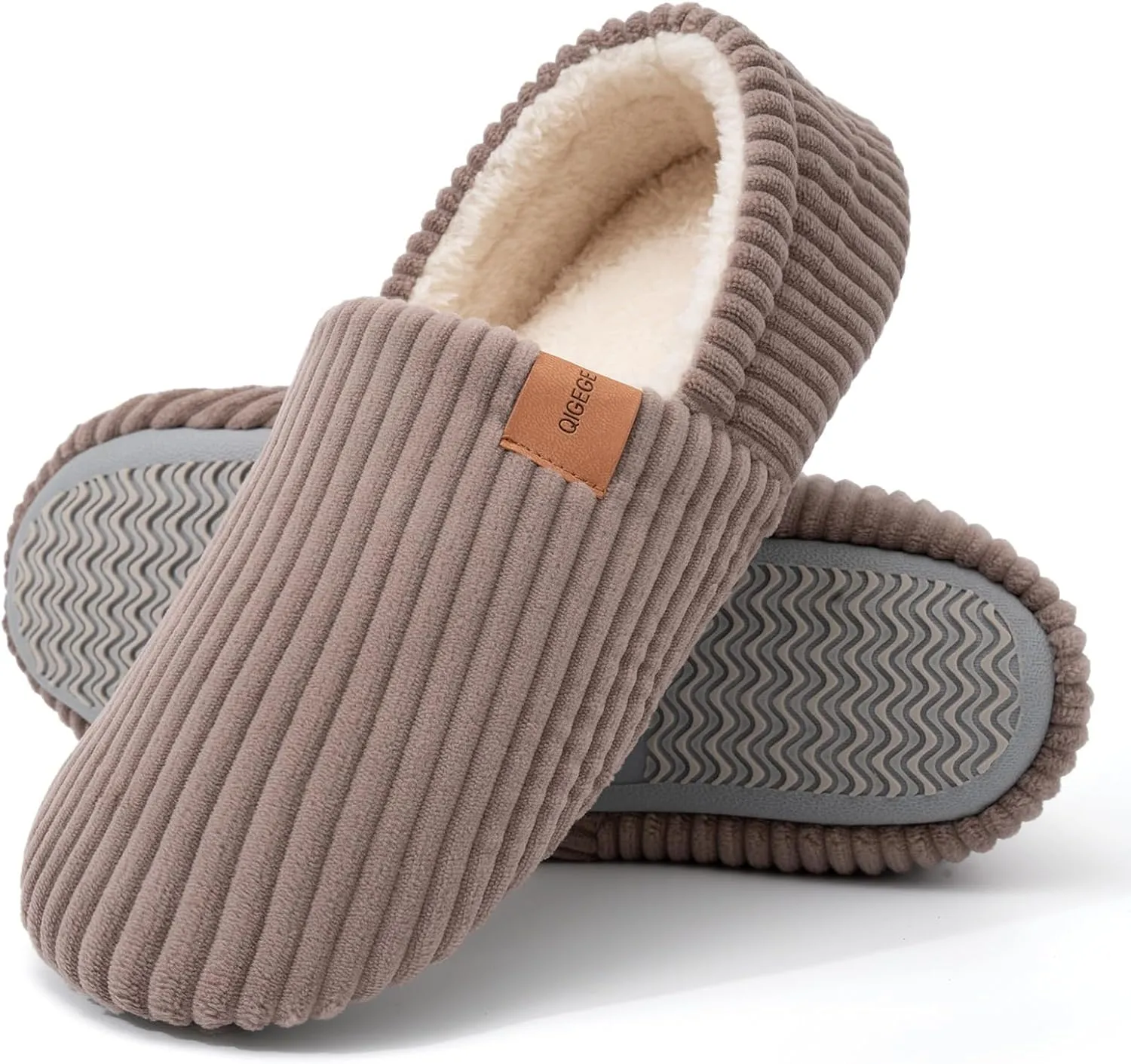 QIGEGE Women’s Soft Full Slippers Memory Foam House Bedroom Corduroy Lightweight House Shoes Cozy Loafer Slide Comfy Trendy Gift Slippers