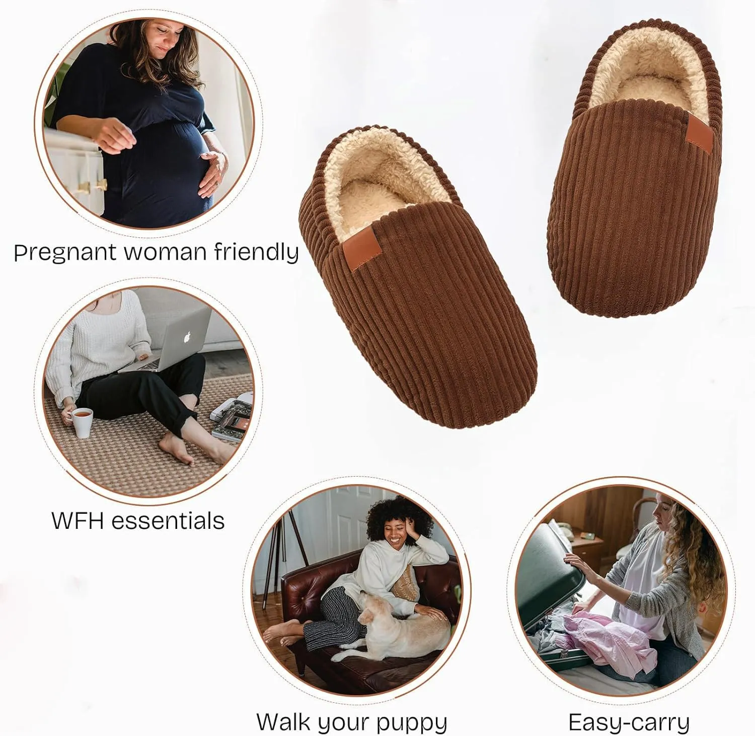 QIGEGE Women’s Soft Full Slippers Memory Foam House Bedroom Corduroy Lightweight House Shoes Cozy Loafer Slide Comfy Trendy Gift Slippers