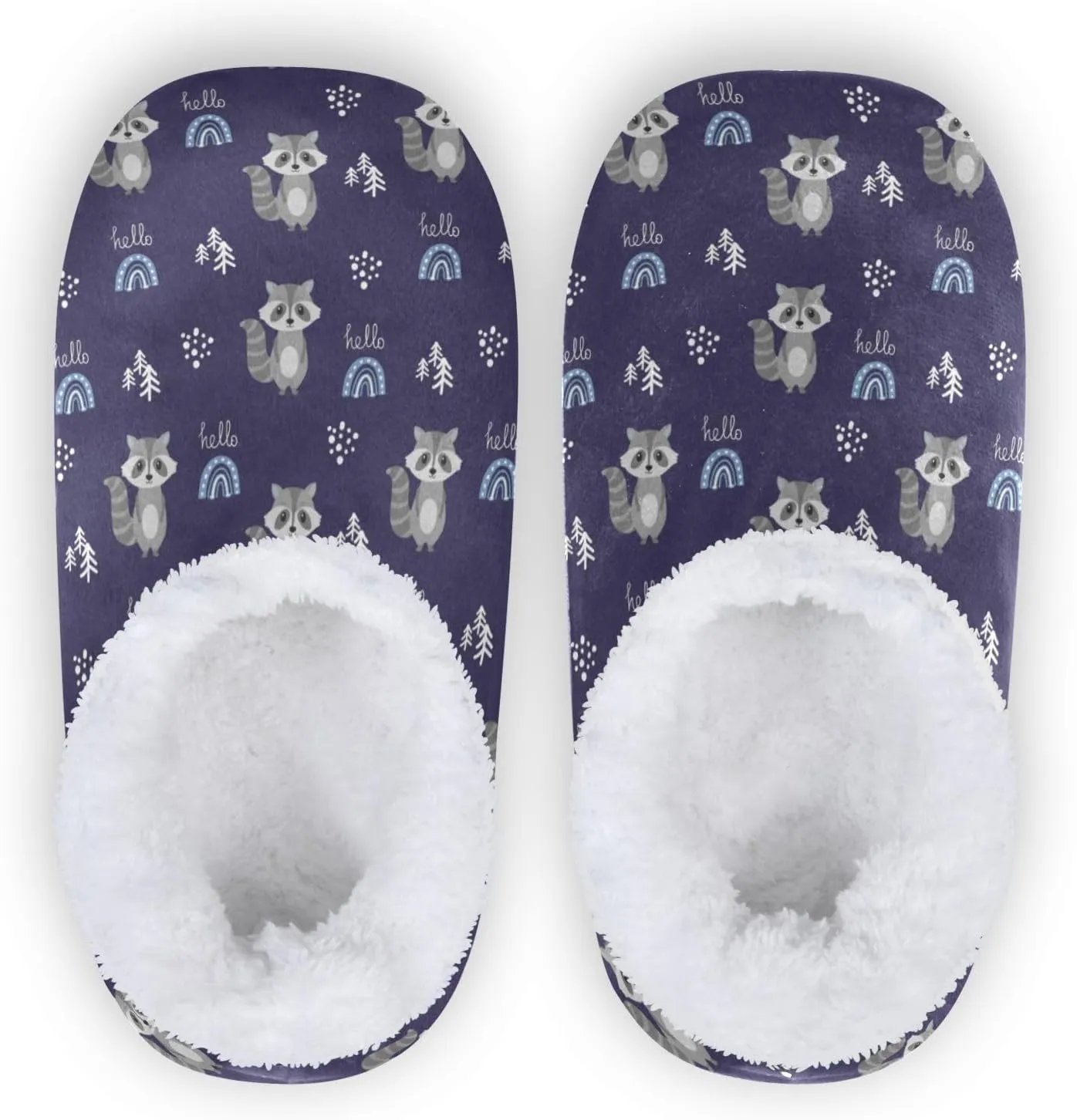 Rainbow Raccoon Tree Indoor House Slippers Spa Winter Slipper Home Slippers Soft Memory Foam Slipper Non Slip for Travel Hotel Bedroom Shoes M