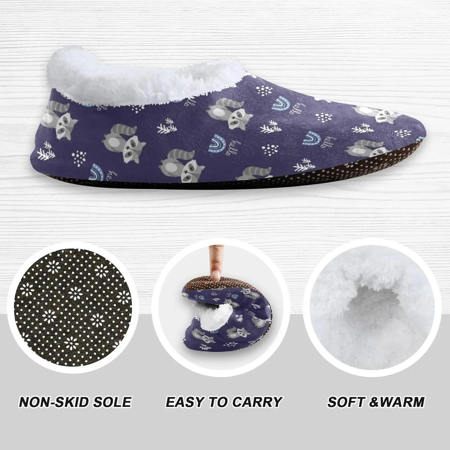 Rainbow Raccoon Tree Indoor House Slippers Spa Winter Slipper Home Slippers Soft Memory Foam Slipper Non Slip for Travel Hotel Bedroom Shoes M