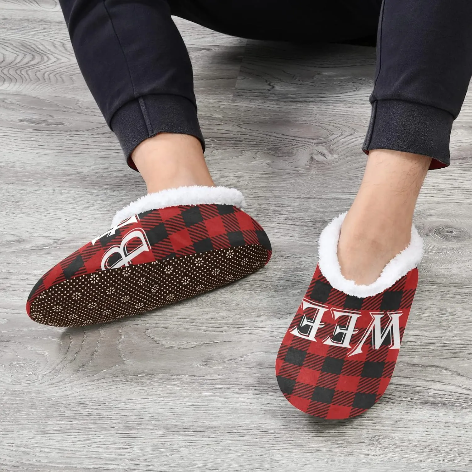 Red Black Buffalo Plaid House Spa Slippers Merry Christmas Home Slipper Soft Memory Foam Slipper Non Slip for Travel Women Men Hotel Bedroom Womens Mens Shoes Slippers