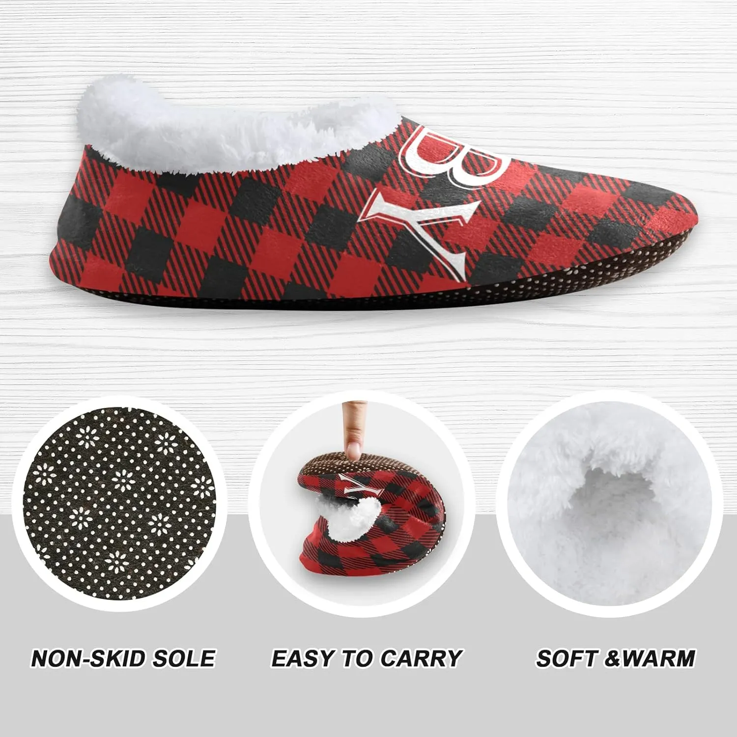 Red Black Buffalo Plaid House Spa Slippers Merry Christmas Home Slipper Soft Memory Foam Slipper Non Slip for Travel Women Men Hotel Bedroom Womens Mens Shoes Slippers