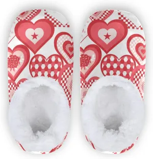 Red Hearts Flowers Indoor House Slippers Spa Winter Slipper Home Slippers Soft Memory Foam Slipper Non Slip for Travel Hotel Bedroom Shoes M