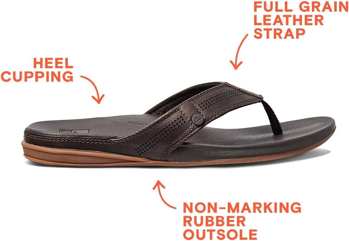 REEF Cushion Lux Men's Flip Flop, Ultra Soft Cushion Footbed, Full Grain Leather Strap