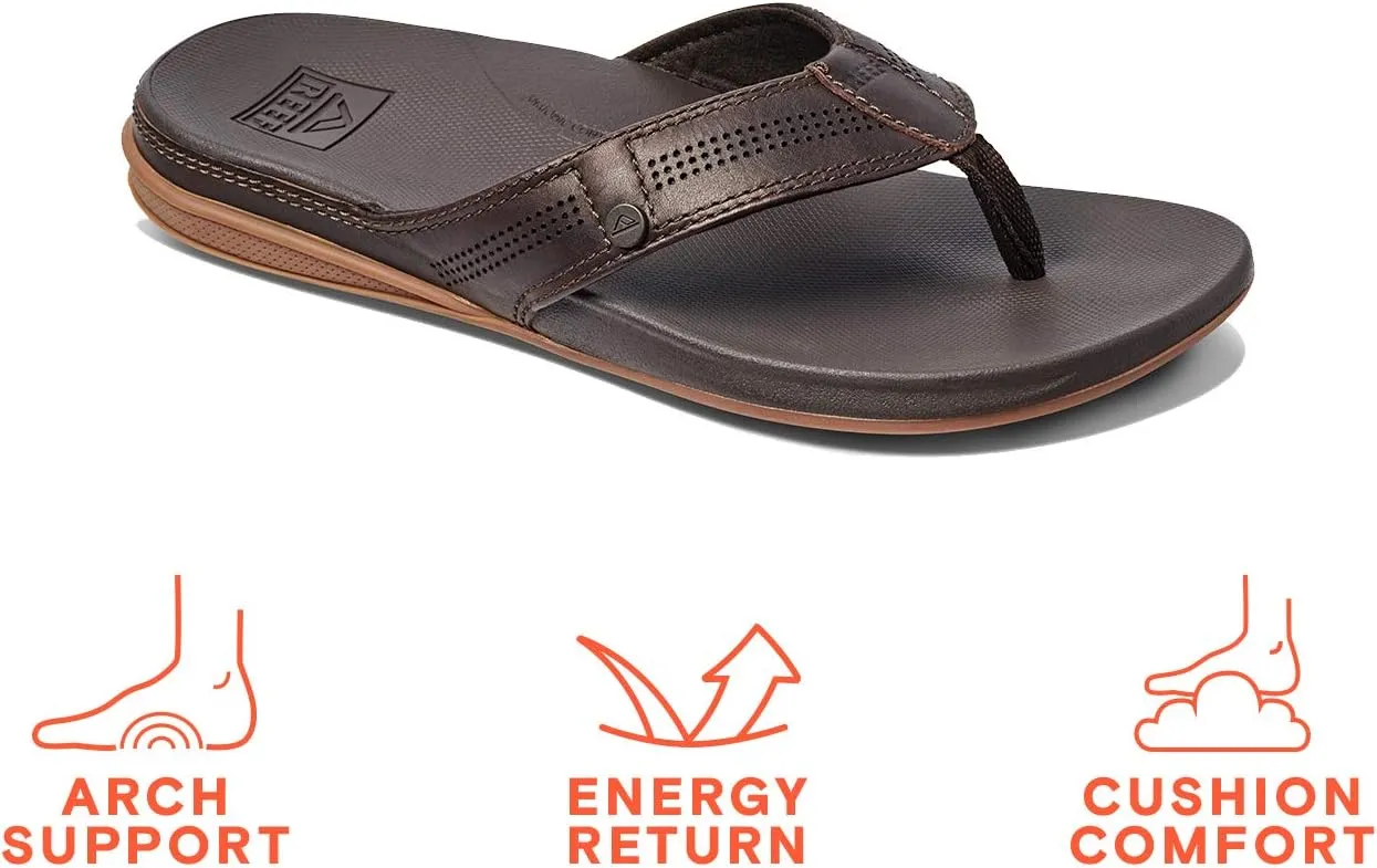 REEF Cushion Lux Men's Flip Flop, Ultra Soft Cushion Footbed, Full Grain Leather Strap