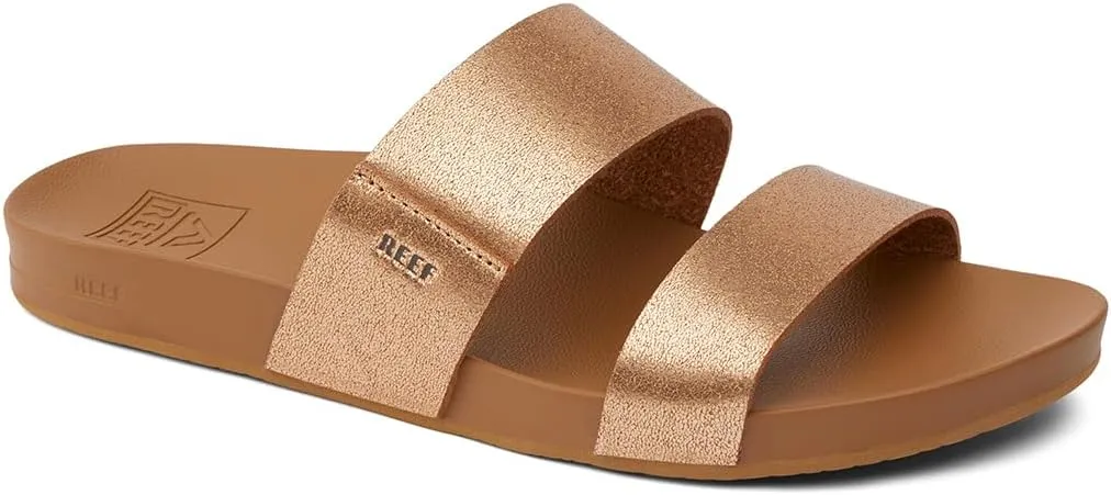 Reef Women's Cushion Vista Fashion Slide Sandal, Vegan Leather Strap, Soft Footbed