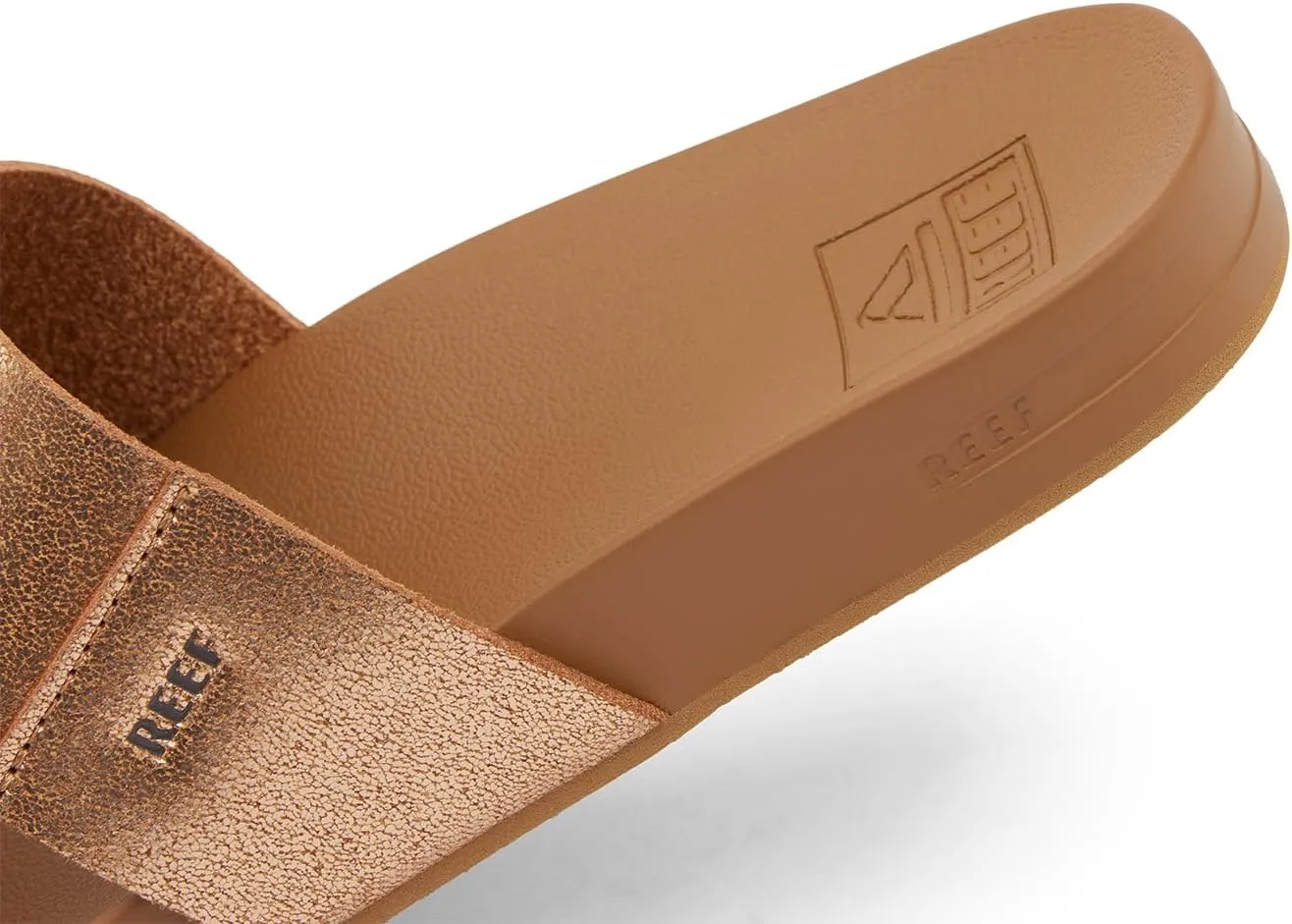 Reef Women's Cushion Vista Fashion Slide Sandal, Vegan Leather Strap, Soft Footbed