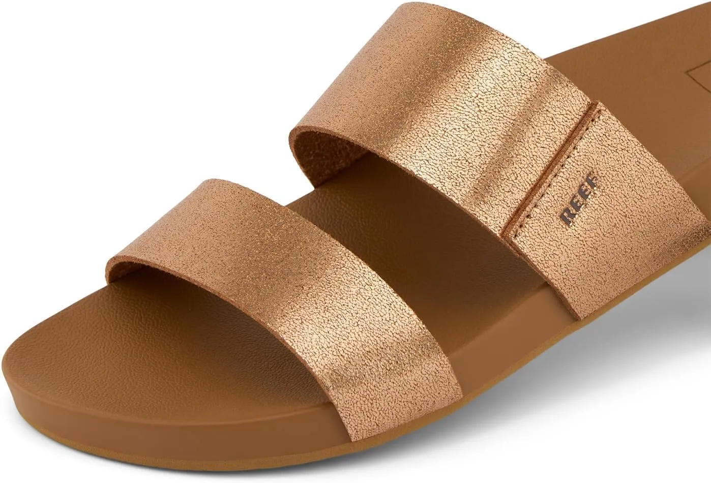 Reef Women's Cushion Vista Fashion Slide Sandal, Vegan Leather Strap, Soft Footbed