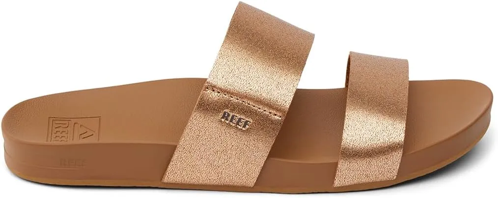 Reef Women's Cushion Vista Fashion Slide Sandal, Vegan Leather Strap, Soft Footbed
