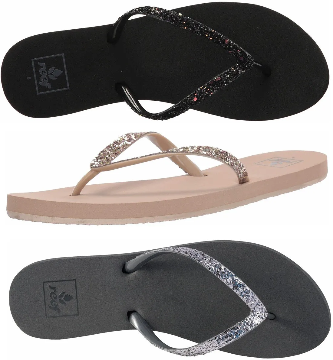 Reef Women's Stargazer Black, Gray , beige FlipFlop Beach/ Pool Sandal