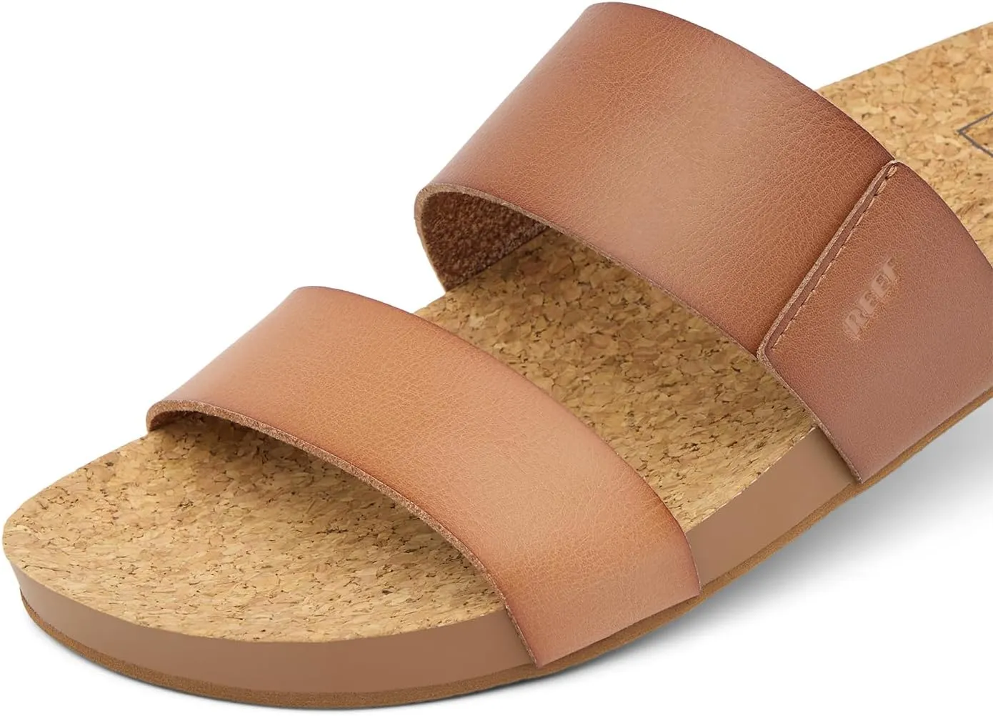 Reef Women's Vista Fashion Slide Sandal, Vegan Leather Strap, Ultra Soft Cushion Footbed
