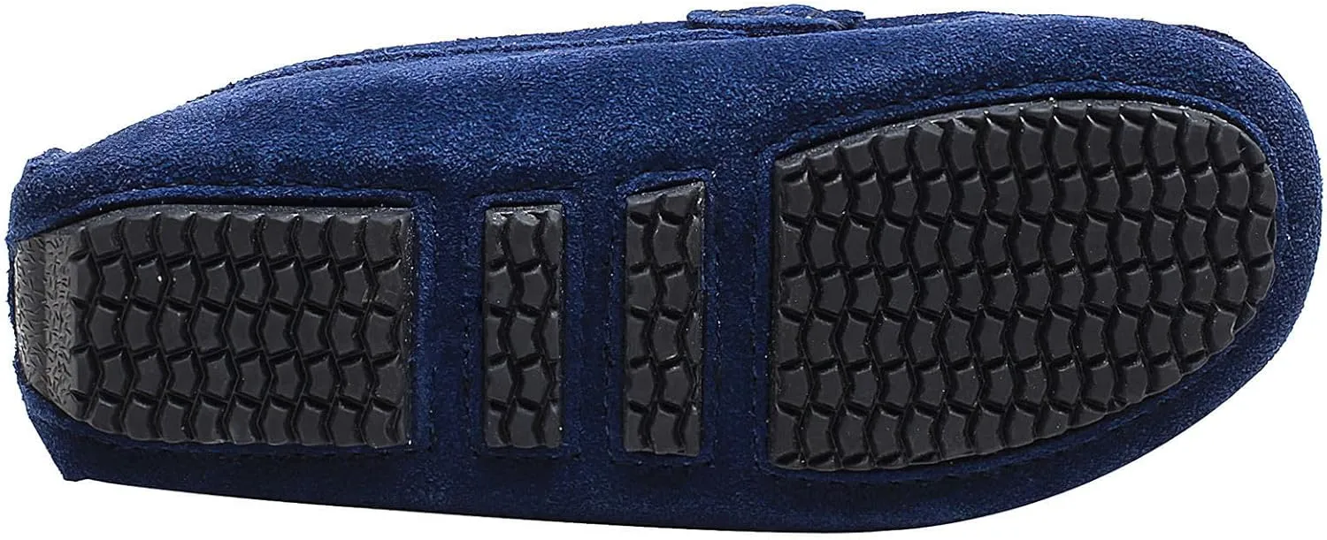 rismart Boys Girls Soft Suede Leather Slip On Oxfords Loafer Flats for School Church Wedding Casual