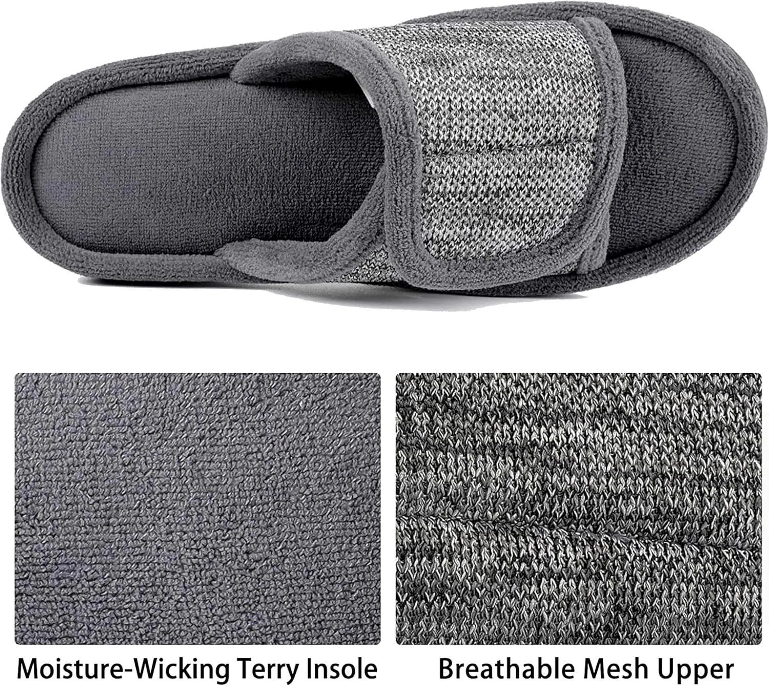 RockDove Men's Adjustable Wrap Memory Foam Slide Slipper