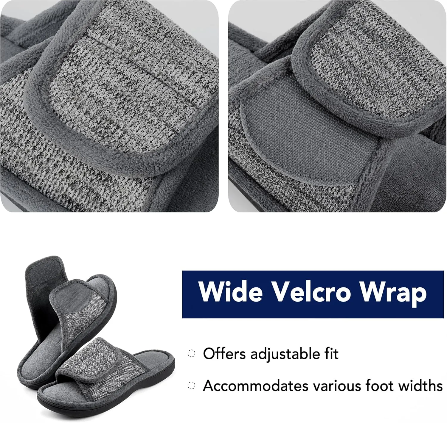 RockDove Men's Adjustable Wrap Memory Foam Slide Slipper