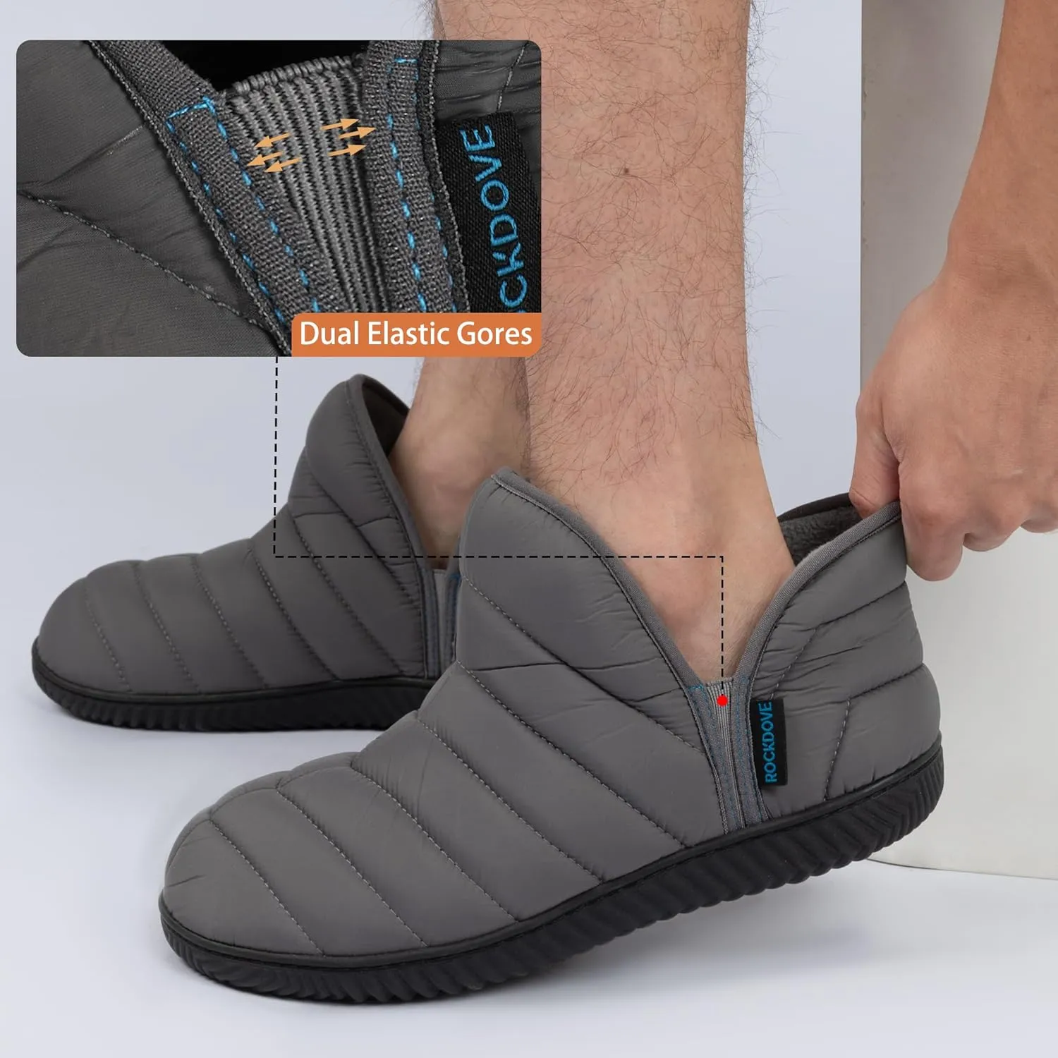 RockDove Men's Alpinz Puffer Bootie Slipper with Memory Foam