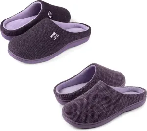 RockDove Set of 2 Pairs - Women's Size 9-10, Original Two-Tone Memory Foam Slipper (Eggplant) Birdseye Knit Memory Foam Slipper (Eggplant)