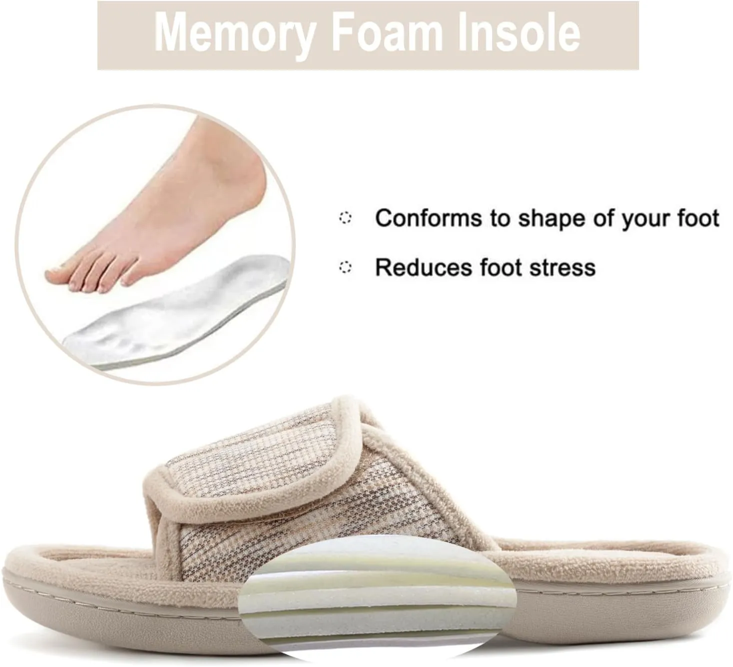 RockDove Women's Adjustable Wrap Memory Foam Slide Slipper