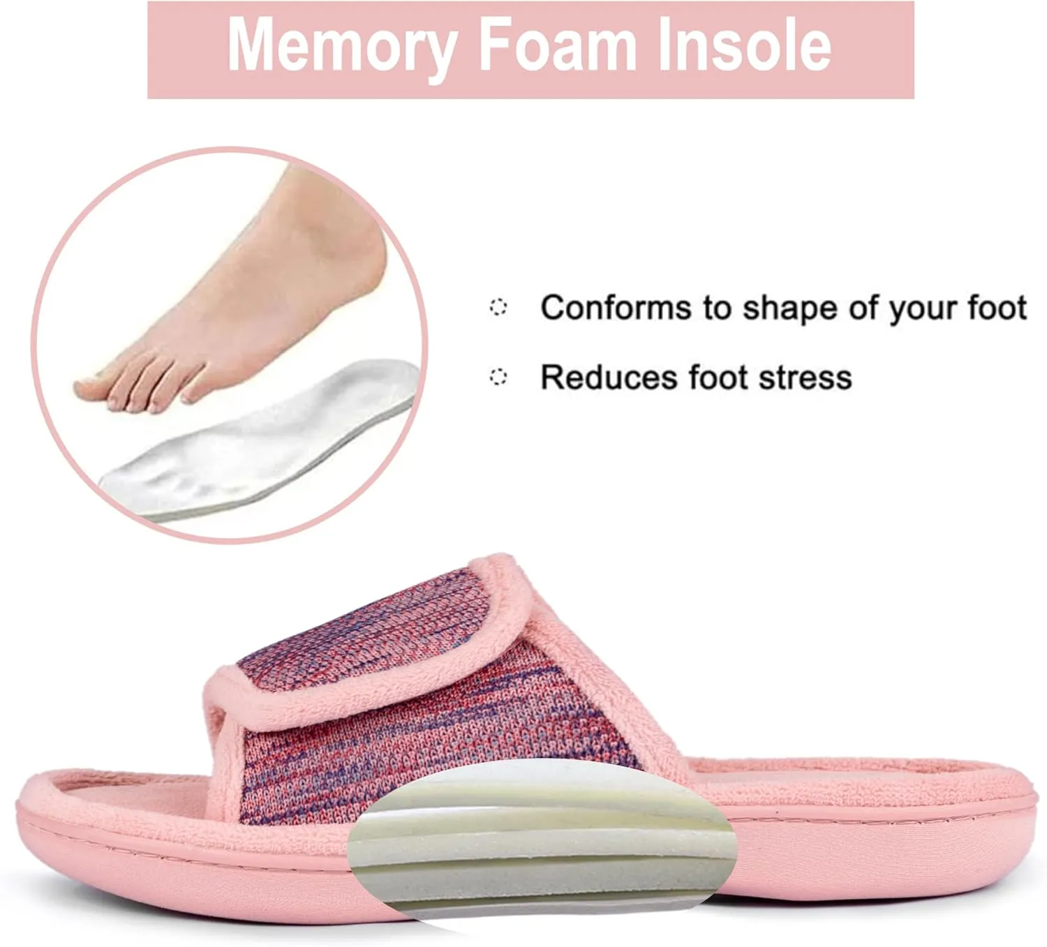 RockDove Women's Adjustable Wrap Memory Foam Slide Slipper