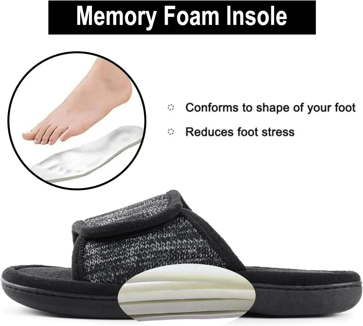 RockDove Women's Adjustable Wrap Memory Foam Slide Slipper
