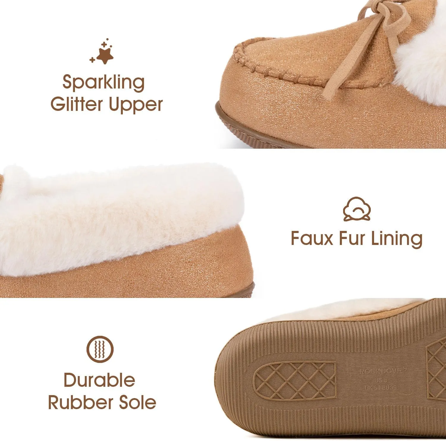 RockDove Women's Caroline Glittered Moccasin Slipper