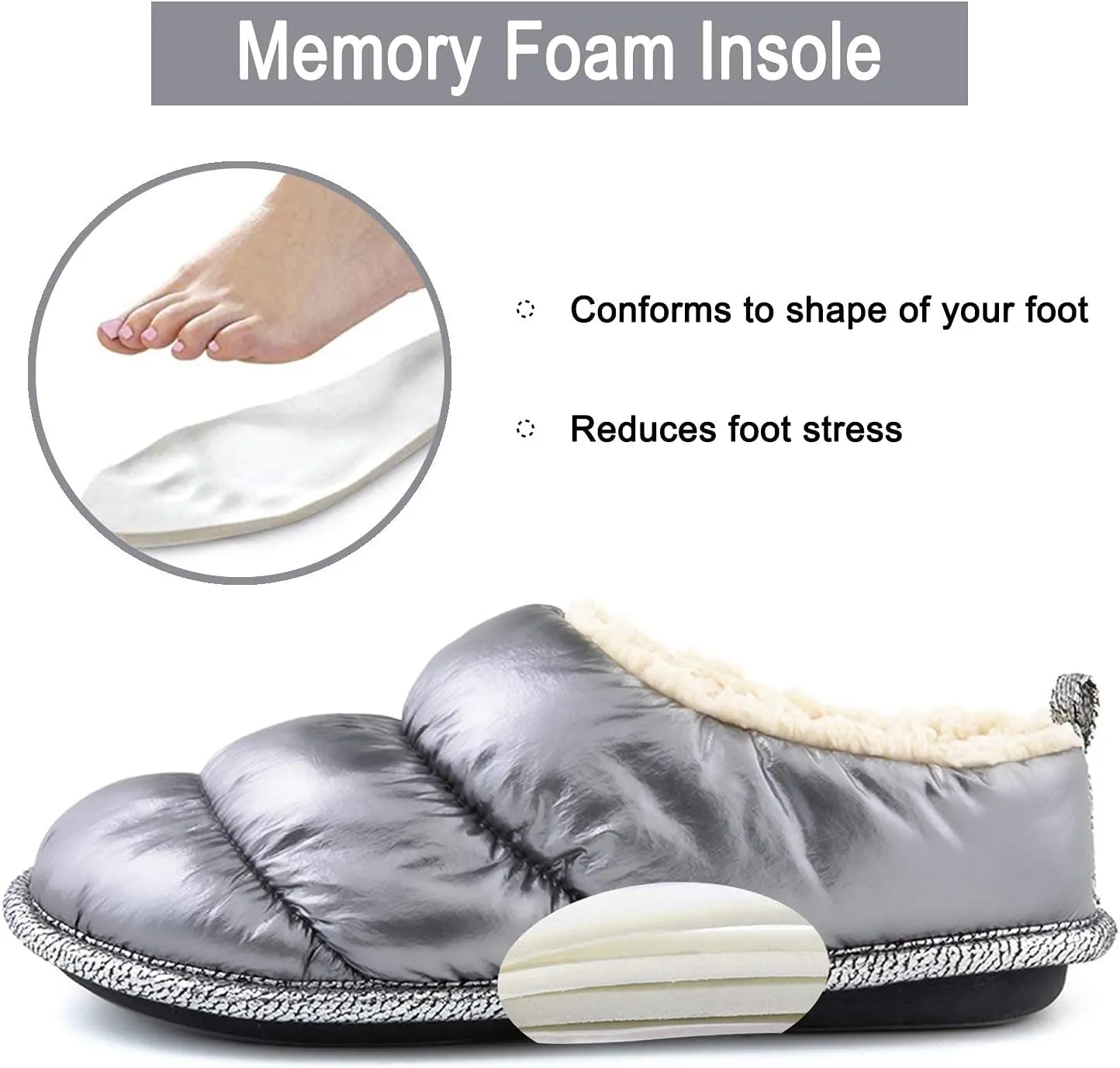 RockDove Women's Down Puff Memory Foam Clog Slipper with Sherpa Lining