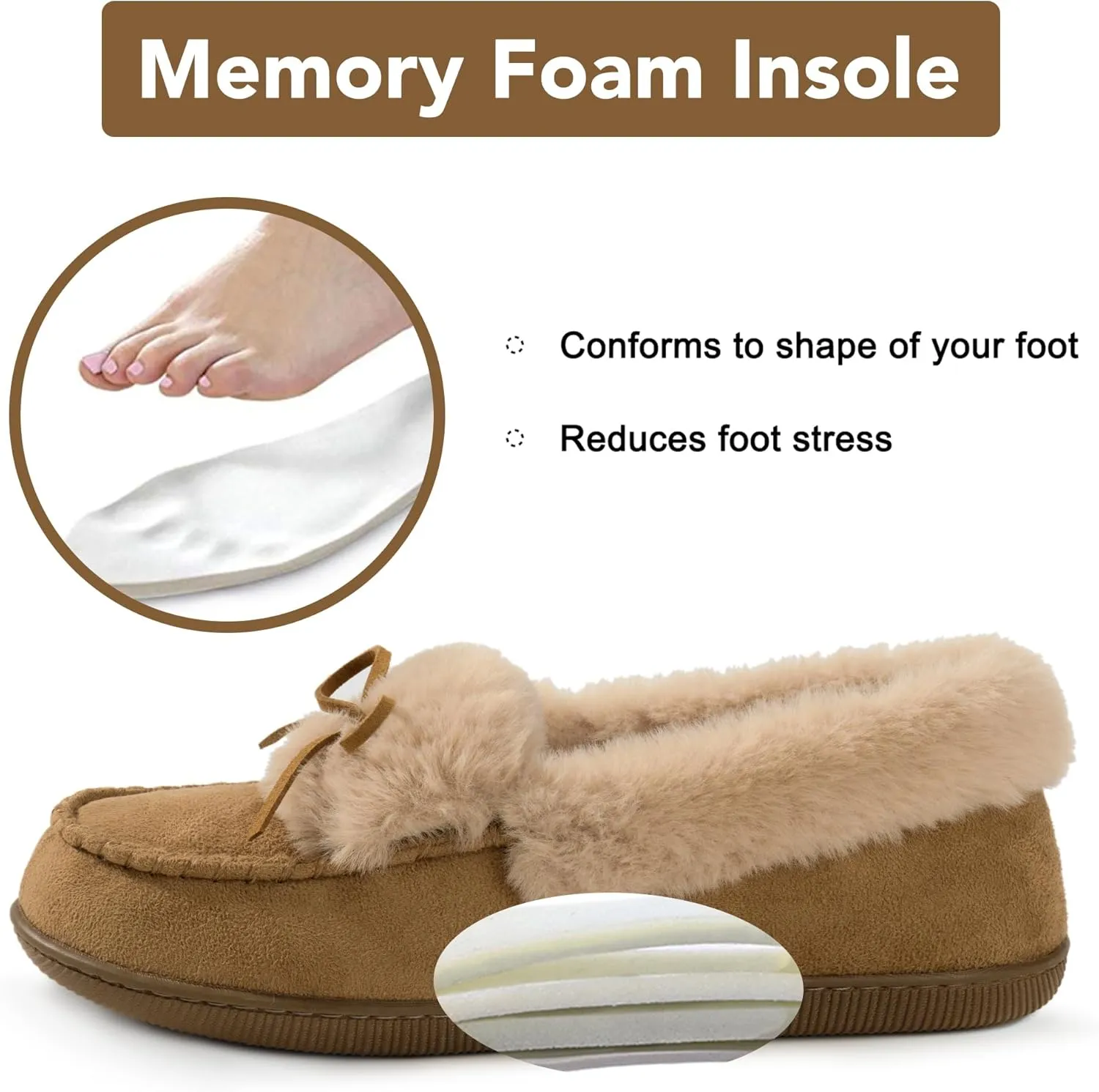 RockDove Women's Faux Fur Lined Micro Suede Moccasin Slipper
