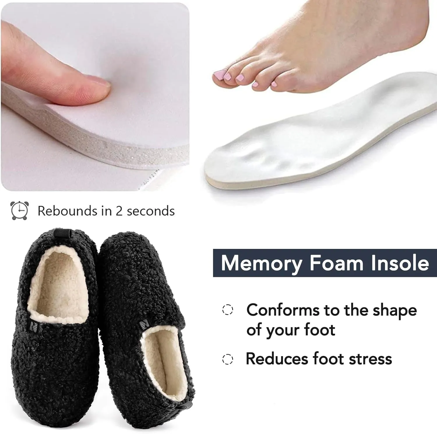 RockDove Women's Faux Shearling Closed Back Slipper with Memory Foam