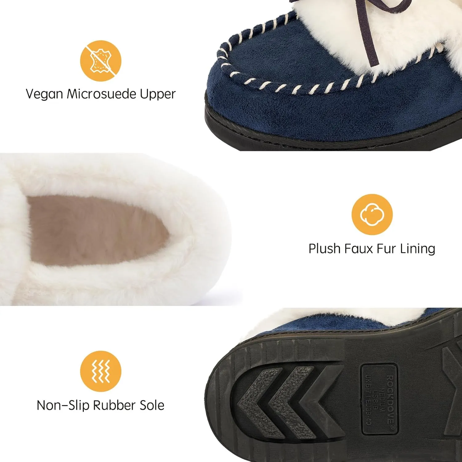 RockDove Women's Trapper Moc Fuzzy Plush Faux Fur Memory Foam Slipper