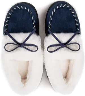 RockDove Women's Trapper Moc Fuzzy Plush Faux Fur Memory Foam Slipper