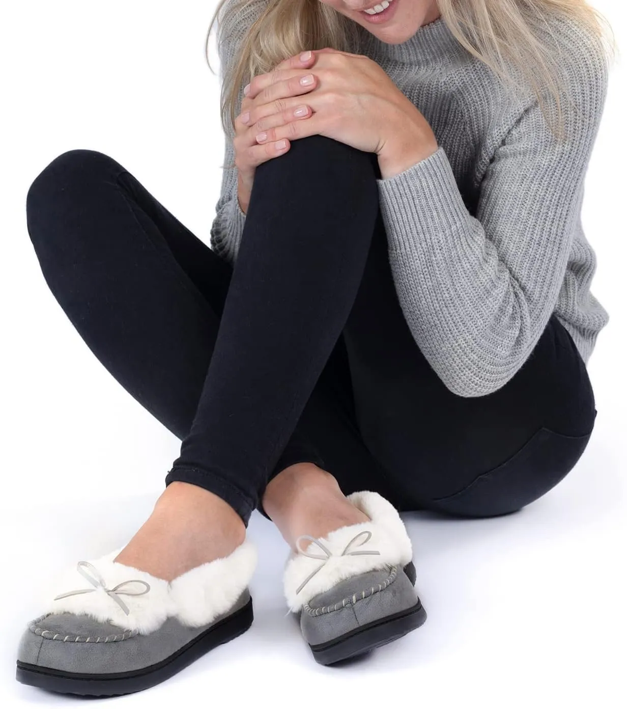 RockDove Women's Trapper Moc Fuzzy Plush Faux Fur Memory Foam Slipper