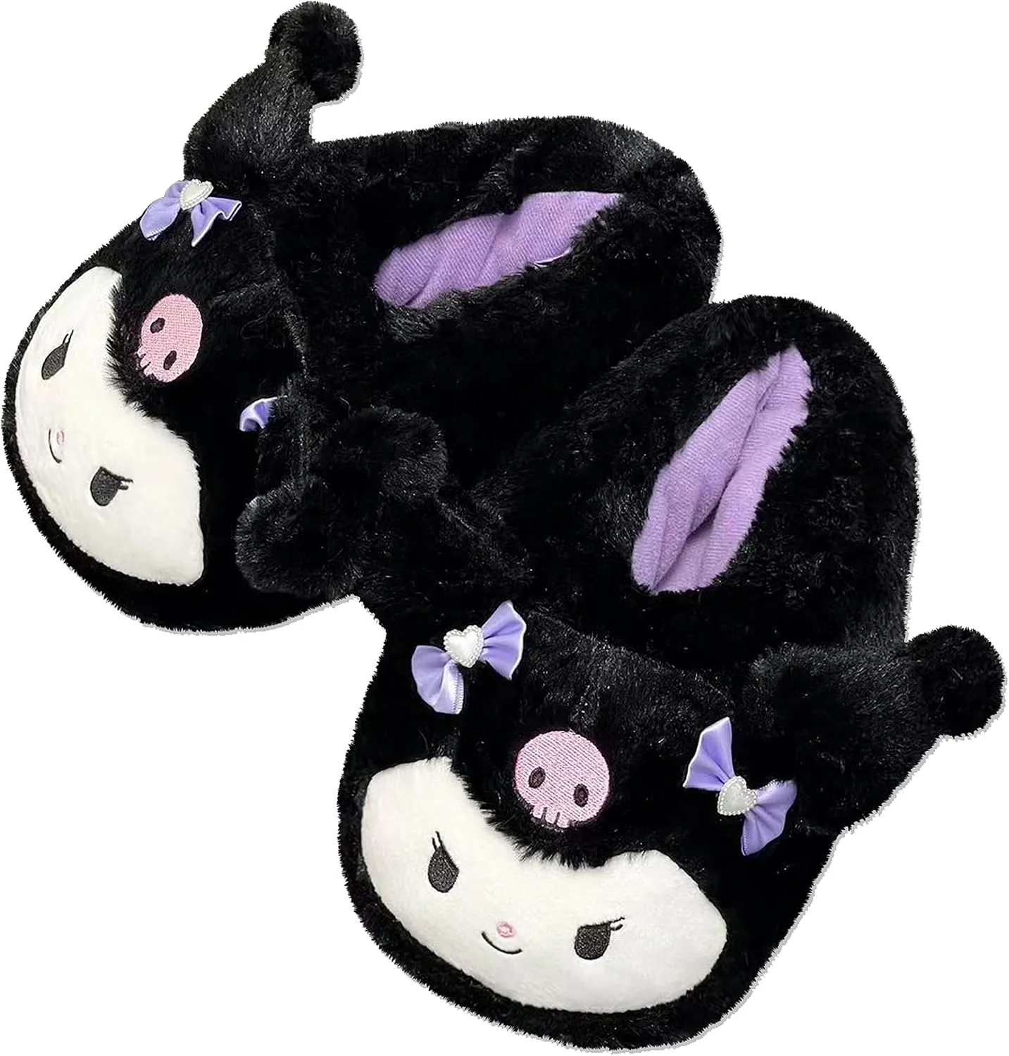 Roffatide Anime Cinnamoroll Fuzzy Slippers with Melody, Closed Toe, Open Back Foam, Kuromi Slippers with Rubber Sole for Women & Men