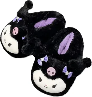 Roffatide Anime Cinnamoroll Fuzzy Slippers with Melody, Closed Toe, Open Back Foam, Kuromi Slippers with Rubber Sole for Women & Men