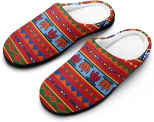 Royal Aztec Tribal Pattern Men's Cotton Slipper House Warm Shoes Adult Slip On Soft Memory Foam for Indoor Outdoor