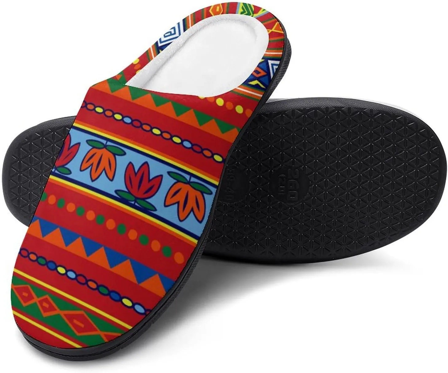 Royal Aztec Tribal Pattern Men's Cotton Slipper House Warm Shoes Adult Slip On Soft Memory Foam for Indoor Outdoor